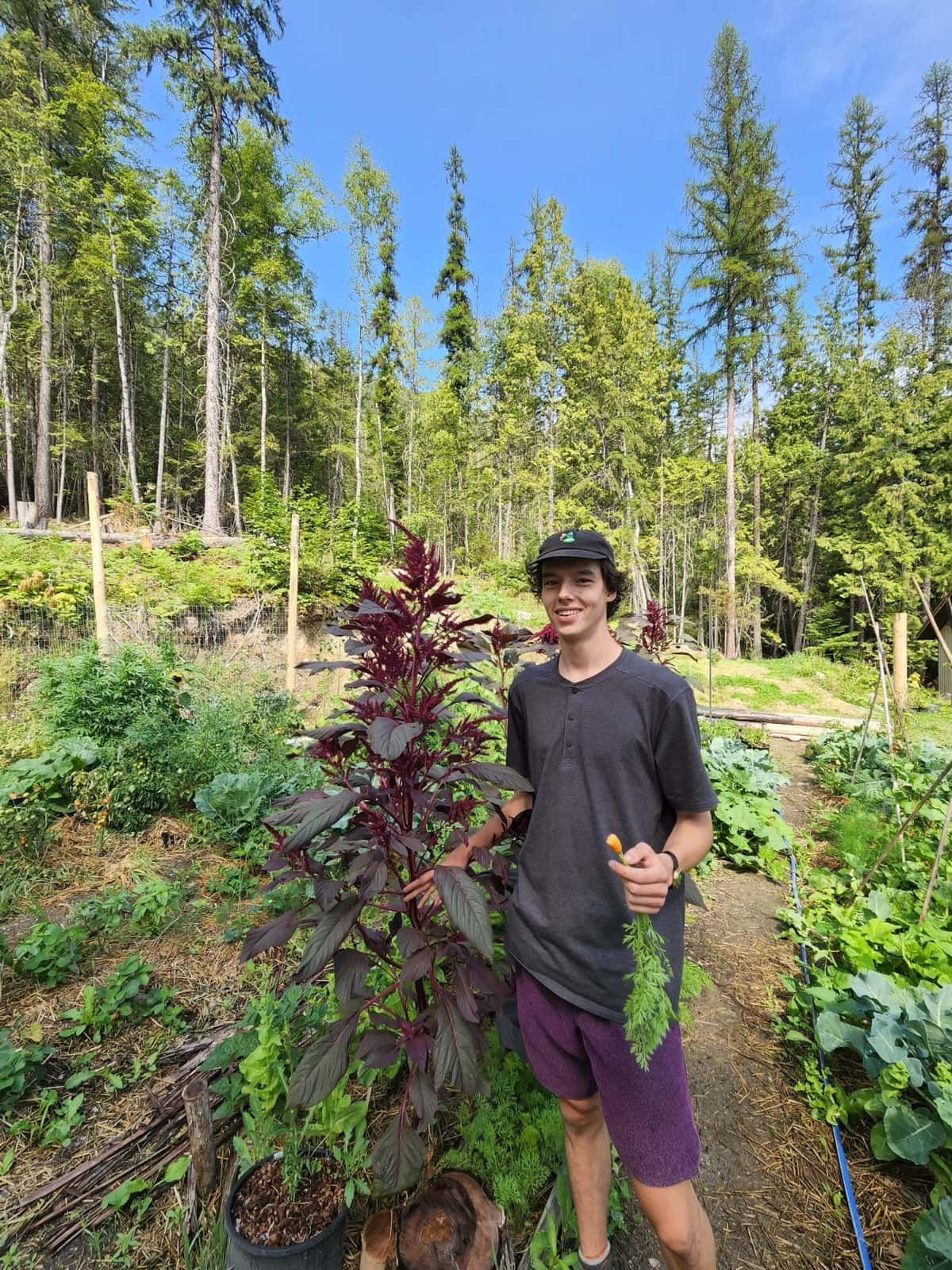 Seb in an early garden